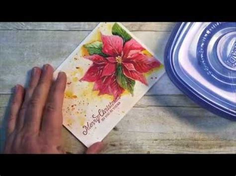 Hand Painted Watercolor Poinsettia Embossed Sentament Christmas Card