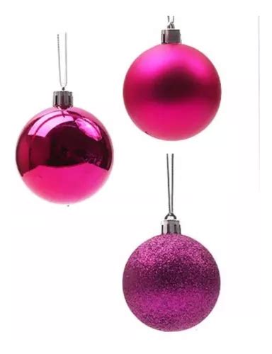 Esferas Navideñas 12pz 3 Modelos Adorno Arbol Navidad Fiusha Meses