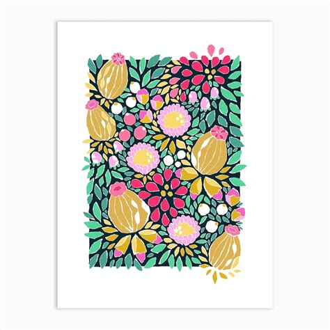 Floral Seed Pods Art Print By Jessica Graham Fy