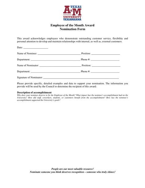 Printable Nomination Form Printable Forms Free Online