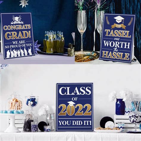 Buy Graduation Table Decorations 2022 Blue Graduation Table Signs Set