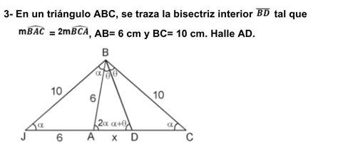 3 En un triángulo ABC se traza la bisectriz interior BD tal que mBAC