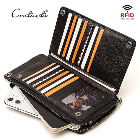 Carteiras masculinas de couro legítimo da contact s casual bolsa