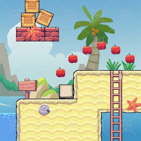 2d Seamless Tileset Beach Area Gamedev Market