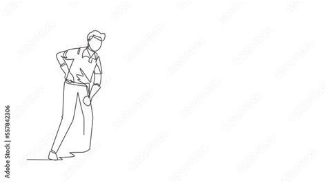 Self Drawing Animation Of Single Line Draw Man Mopping Floor In Uniform