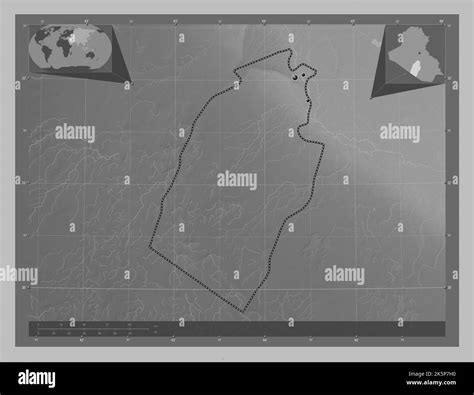 An Najaf Province Of Iraq Grayscale Elevation Map With Lakes And