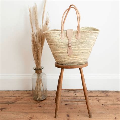 French Market Basket Bag Chic Straw Shopping Bag