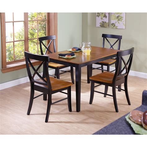 International Concepts Dining Essentials 5 Piece Black And Cherry Solid