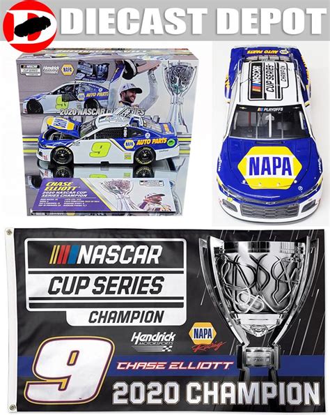 Chase Elliott 2020 Championship 9 Napa Diecast And Championship Flag