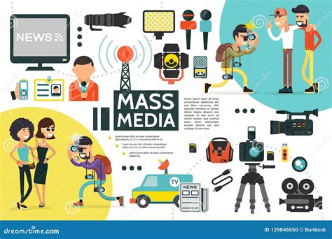 Flat Mass Media Infographic Template Stock Vector Illustration Of