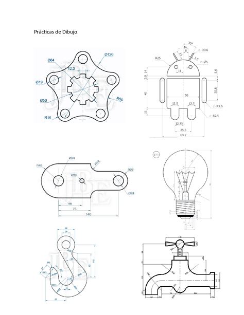 Practicas De Dibujo De Autocad Ejercicios De Ingeniería De Dibujo Y