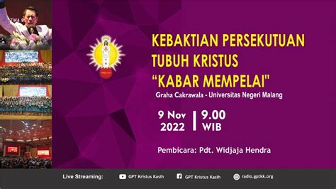 Ibadah Persekutuan Tubuh Kristus III Pdt Widjaja Hendra Rabu 09