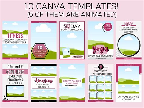 10 Fitness Pinterest Templates Video Pin Templates Lead Magnet Template