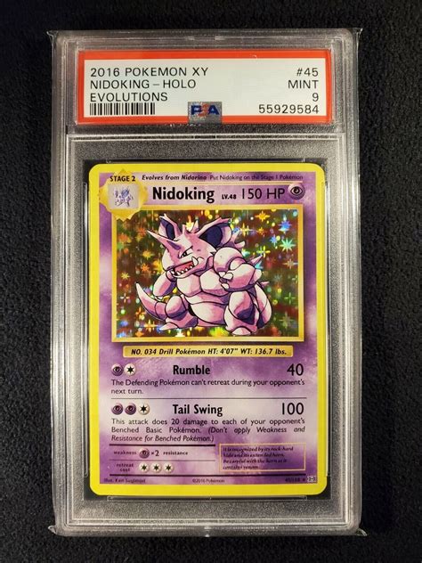 Nidoking Rare Holo PSA 9 MINT 2016 Pokemon 45 108 XY Evolutions