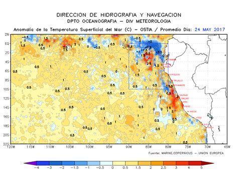 Boletín diario de las Condiciones Ocenográficas Jueves 25 Mayo 2017