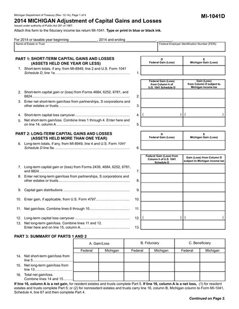 Form Mi 1041d ≡ Fill Out Printable Pdf Forms Online