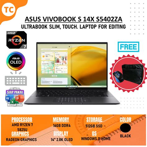 Jual Laptop Slim Touchscreen Asus Zenbook 14 Oled Um3402ya Ryzen 7