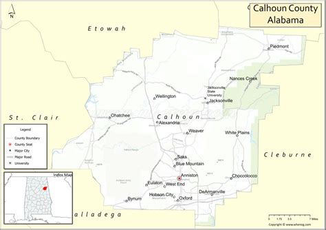 Map Of Calhoun County Alabama Showing Cities Highways Important