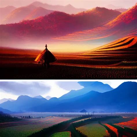 Yunnan Province Fields Landscape By Anato Finnstark Stable Diffusion