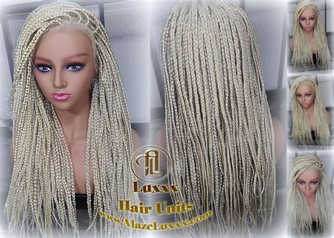 Plaitnum Blonde 613 Box Braid Wig Ombre Balayage White Blonde Etsy