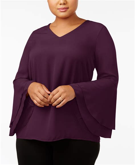 Alfani Plus Size Ruffled Blouse Only At Macy S Bell Sleeve Blouse