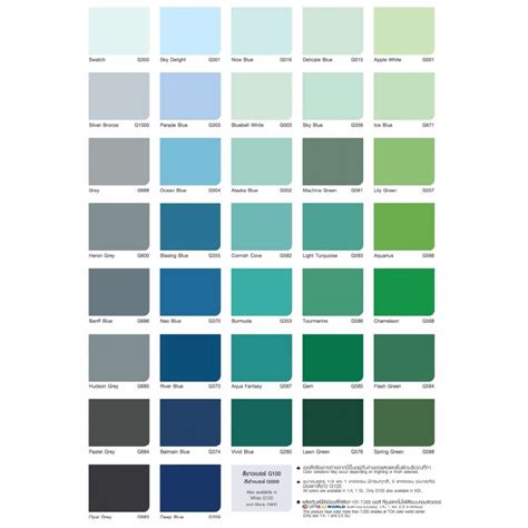 Toa Color Chart Ponasa