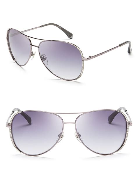 Michael Kors Sadie Aviator Sunglasses In Silver Gunmetal Lyst