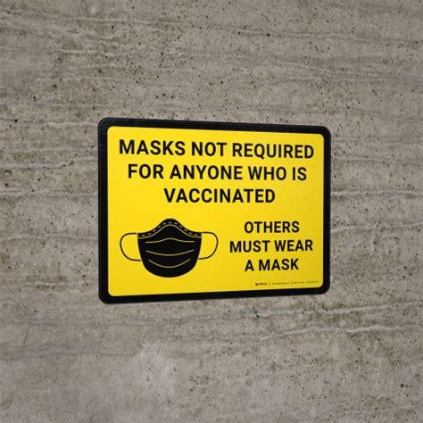 Masks Not Required For Anyone Who Is Vaccinated Others Must Wear A Mask With Icon Wall Sign