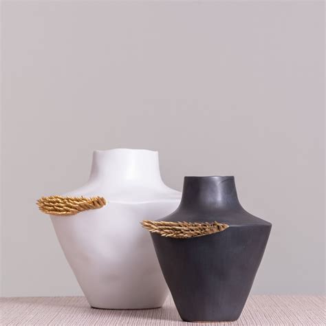 Devoted White And Gold Modern Ceramic Vase White Teak