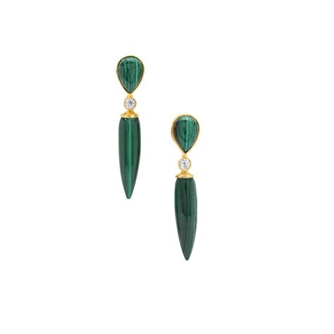 Congo Malachite Optic Quartz Midas Aryonna Earrings Atgw Cts