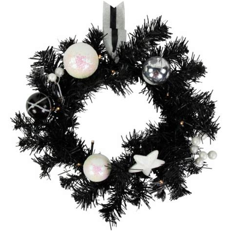 Northlight Pre Lit Battery Operated Black Pine Christmas Wreath 16 Cool White Led Lights 1