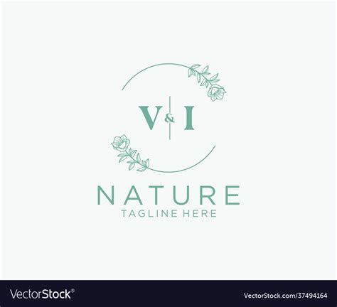 Initial Vi Letters Botanical Feminine Logo Vector Image