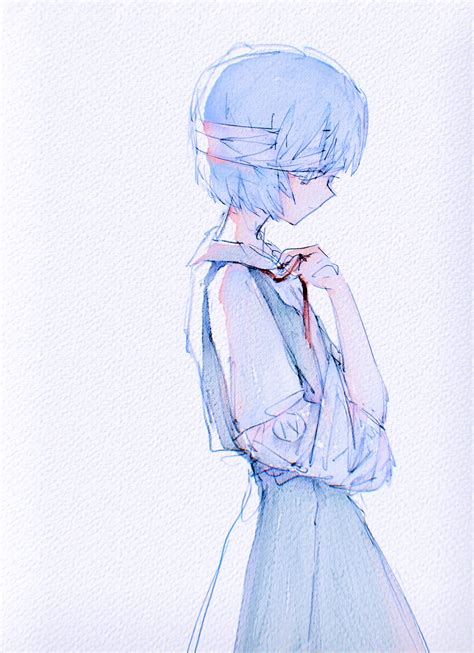 Safebooru 1girl Arm Sling Ayanami Rei Bandage Over One Eye Bandaged