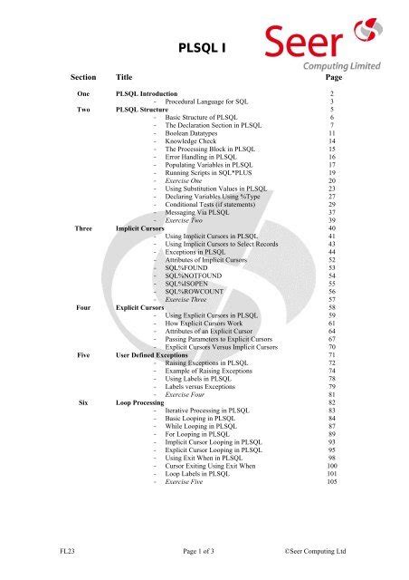 Index Of Oracle Plsql In Pdf Seer Computing