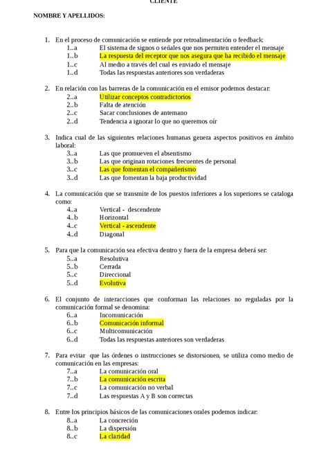 Exámenes tipo Test de Comunicación