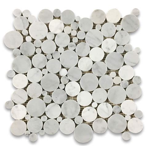 Buy Stone Center Online Carrara White Marble Bubble Round Para Mosaic