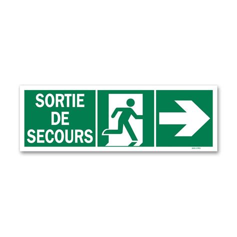 Panneau Sortie de Secours Photoluminescent PVC 1mm Flèche Droite