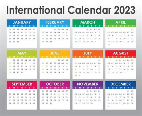 Colorful Calendar year 2023 vector design template, simple and clean ...