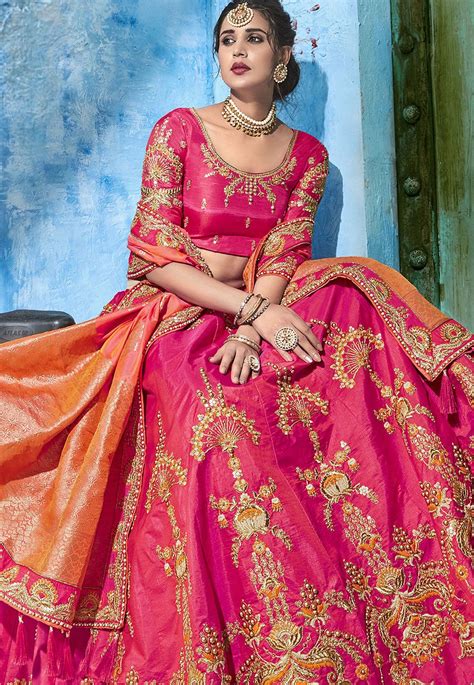 Pink Silk Indian Wedding Lehenga Choli 1004