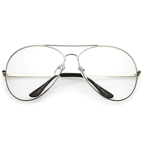 Retro Dapper Oversize Clear Lens Aviator Glasses 63mm Zerouv