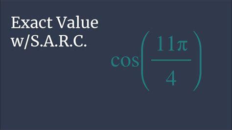 Exact Value Of Cos Pi Unit Circle Survival Guide Youtube