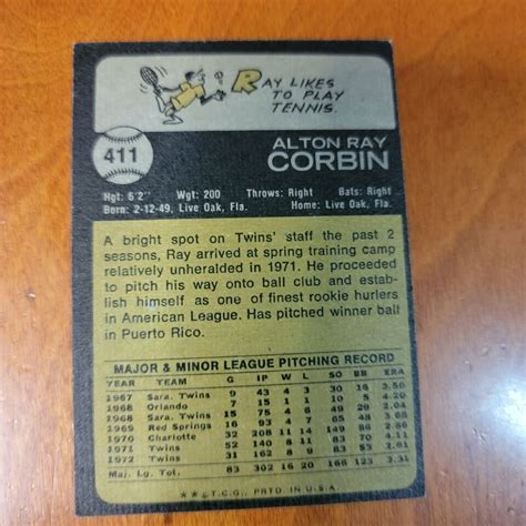 Topps Baseball Ray Corbin Minnesota Twins Nm Ebay