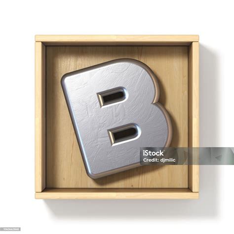 Silver Metal Letter B In Wooden Box 3d Stock Photo Download Image Now