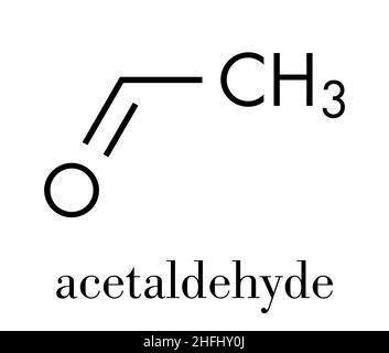 Acetaldehyde, ethanal, CH3CHO molecule. It is ketone, is used in the ...