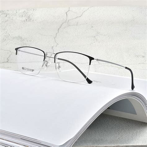 Handoer Unisex Semi Rim Square Titanium Eyeglasses 8017 Fuzweb