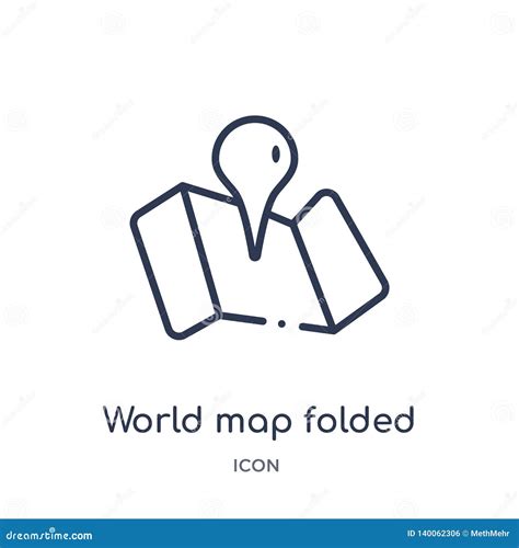 Linear World Map Folded Icon From Maps And Locations Outline Collection