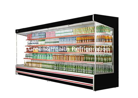 Large Capacity Supermarket Black Multideck Open Chiller With Led Auto