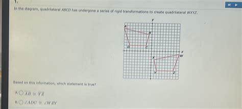 Solved T In The Diagram Quadrilateral Abcd Has Undergone A Series