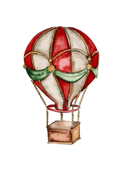 Premium Photo Watercolor Illustration Of A Hot Air Balloon