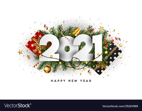 Modern Greeting Happy New Year 2021 Royalty Free Vector